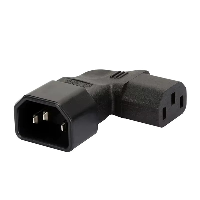 deepartner IEC 320 C14 auf C13 90-Grad-Winkel AC-Adapter, 3-poliger Stecker auf Buchse-Konverter, Schwarz - Bild 3