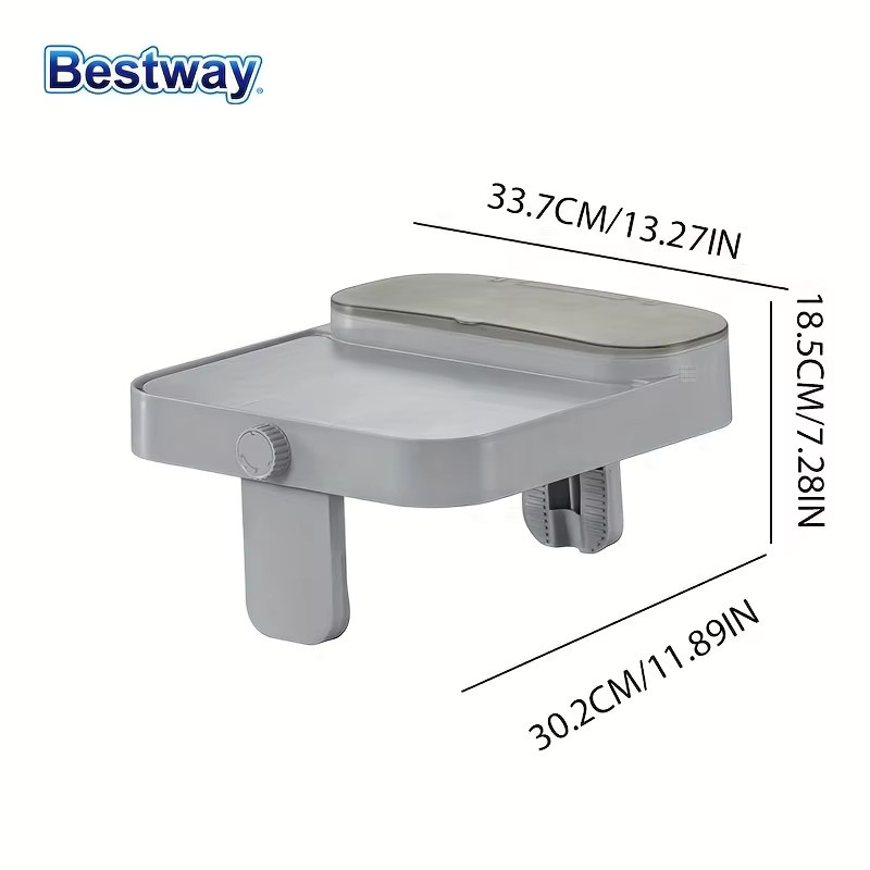 Bestway 60337 Sommer-Schwimmbad-Spa-Tischplatte als tragbarer Getränkehalter in Grau, B/T/H: 33,7 x 30,2 x 18,5 cm - Bild 5