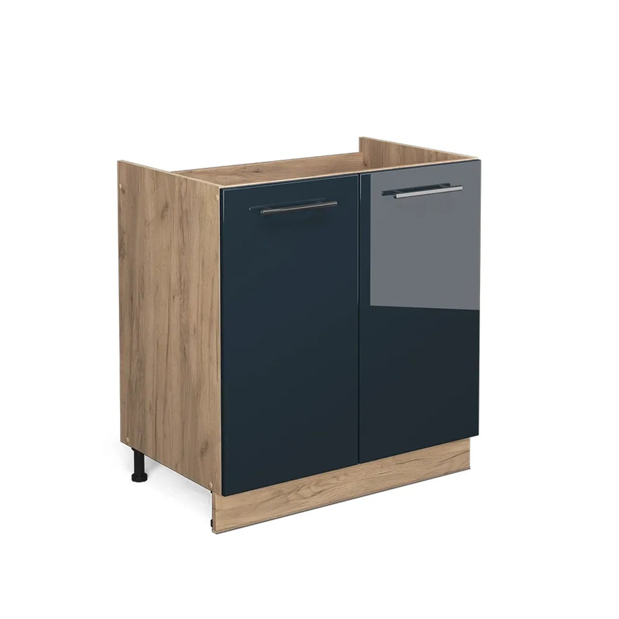 Vicco Spülenunterschrank Fame-Line Eiche Dunkelblau Hochglanz Breite: 80 cm ohne Arbeitsplatte - Bild 3