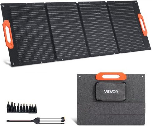 VEVOR 150W Faltbares Monokristallines Solarpanel in Schwarz mit 23% Effizienz, Tragbares ETFE Solarpanel mit MC4, Type-C, QC3.0 USB und DC Anschlüssen, IP67 Wasserdicht für Camping und Outdoor - Bild 1