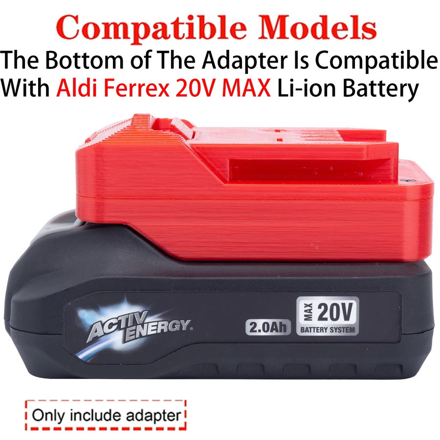 Batterieadapter Parkside X20V Li-Ion zu Aldi Ferrex 20V Li-Ion Konverter in Rot - Bild 2