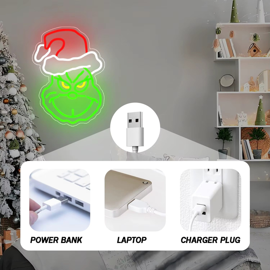 LED Weihnachts-Neonschild Multicolour zur Wanddekoration für Schlafzimmer, Wohnzimmer und Kinderzimmer mit USB-Anschluss - Bild 4