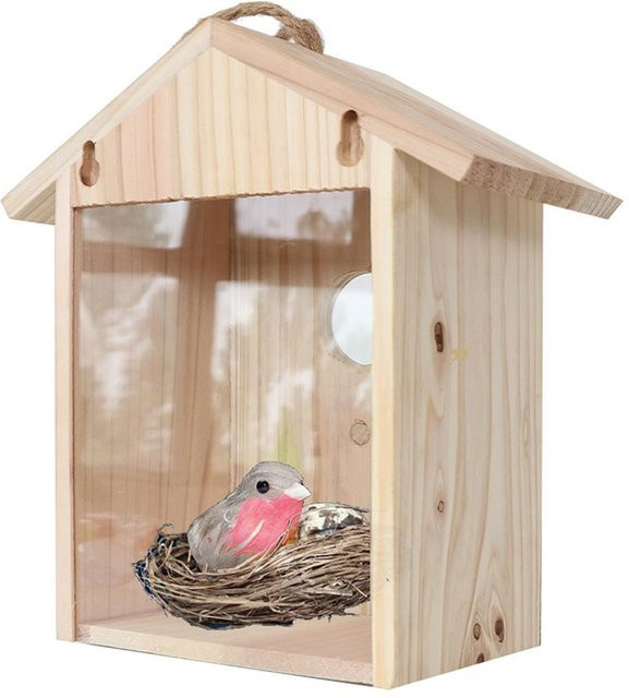 TOMTOP JMS Vogelhaus aus Holz als hängender Nistkasten mit Saugnäpfen in Beige - Bild 1