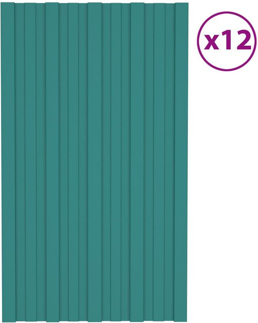 Yiwydaa Dachplatten aus verzinktem Stahl, 12 Stück, Grün, B: 80 cm, T: 45 cm - Bild 1