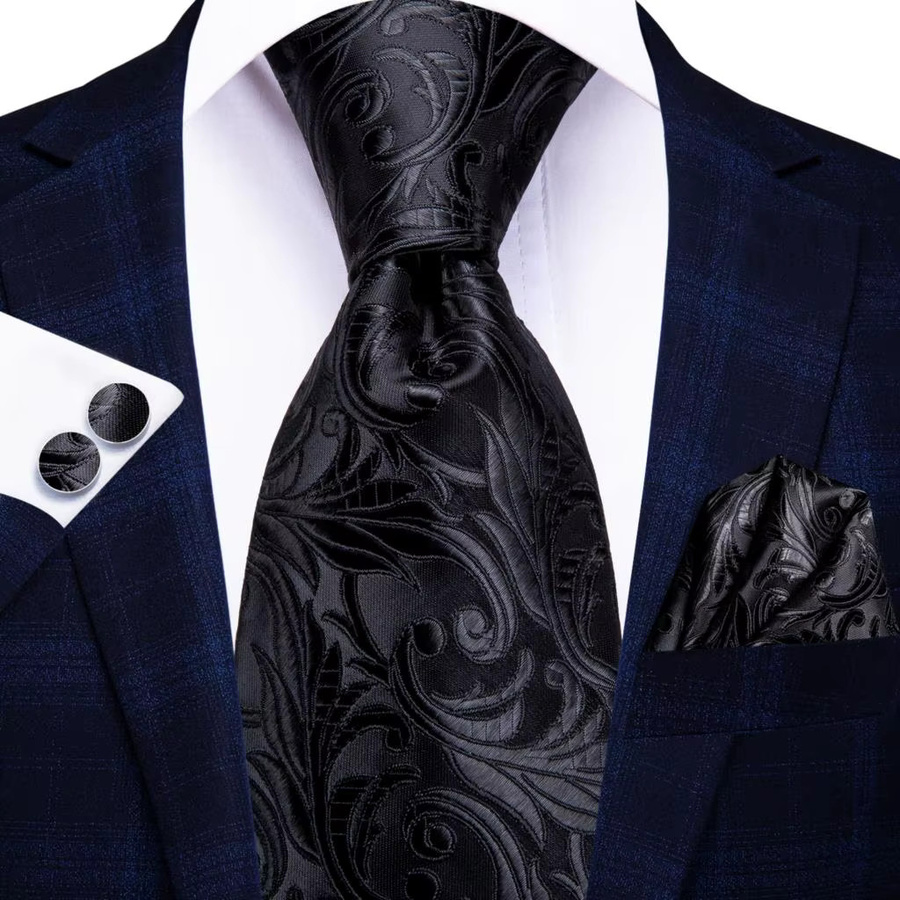 Hi-Tie Design Krawatte, Einstecktuch, Manschettenknöpfe, Herren - Bild 2