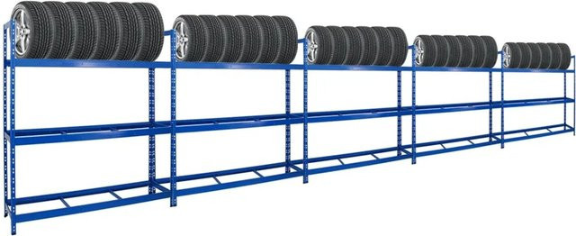 PROREGAL Reifenregal Tiger XL Blau, 5er Set aus Stahl mit verstellbaren Regalböden, H x B x T: 200 x 180 x 45 cm - Bild 1