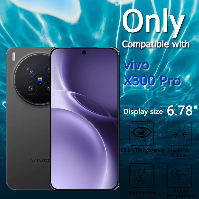 HD Displayschutzfolie aus gehärtetem Glas für Vivo X300 und X300 Pro, transparent, kratzfest und fingerabdruckresistent - Bild 4