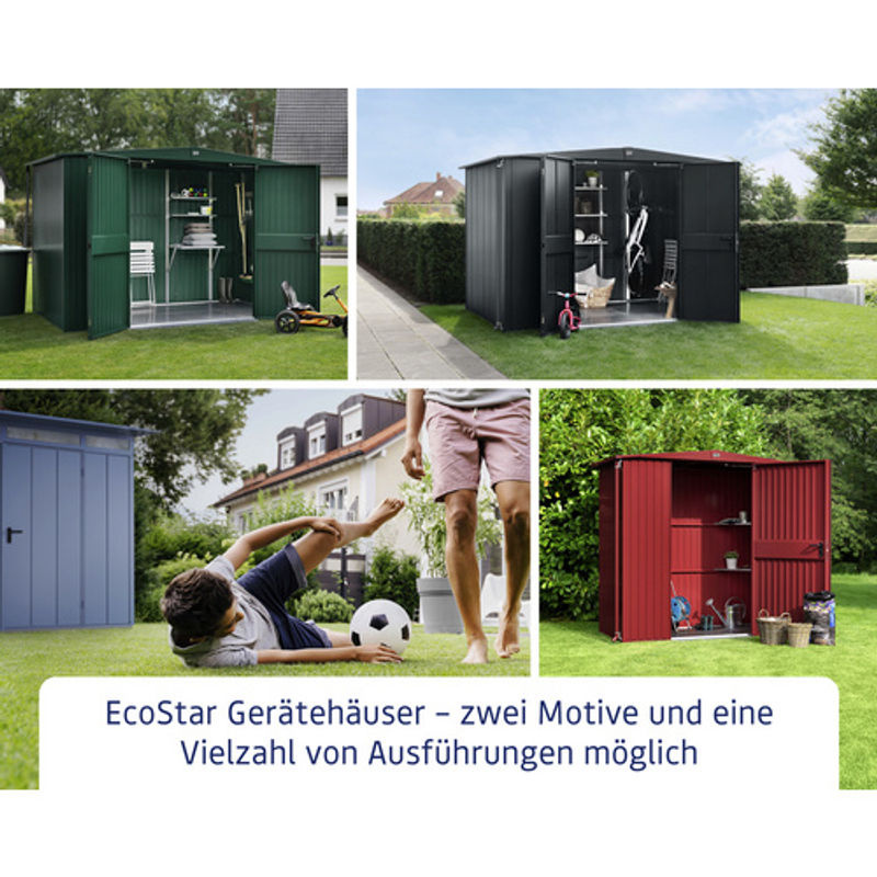 Ecostar Gerätehaus Trend-S aus Metall in Grau, B/H/T: 238 x 216 x 107,8 cm - Bild 2