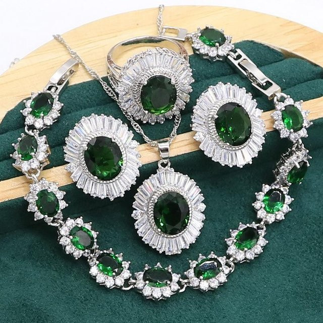 YIRAN Schmuckset, Kupfer, Silber, Zirkonia, Kristall, Damen - Bild 1