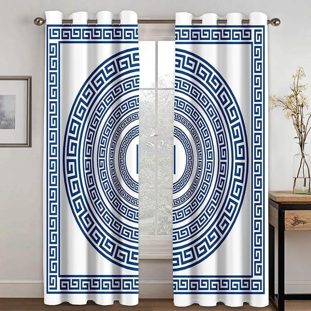 2-teiliges Set Verdunkelungsvorhänge in Gold und Weiß mit Ösen, modern und schlicht, B/T/H: 75 x 166 cm - Bild 1