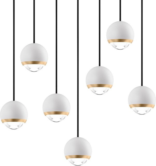 DLS Lighting Cleo LP 7 Runde LED-Pendelleuchte in Weiß und Messing mit warmweißem Licht (2700K) - Bild 1