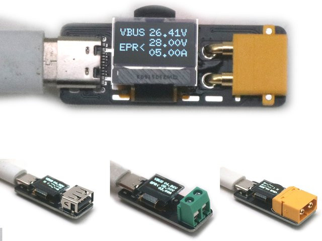 DYKBmetered 140W PD3.1 Deceiver Schnellladegerät mit LCD-Display in Schwarz, Einstellbare Spannung (28V 20V 15V 12V 9V 5V), PD-Decoy zu DC XT30 XT60 USB 2PIN - Bild 1