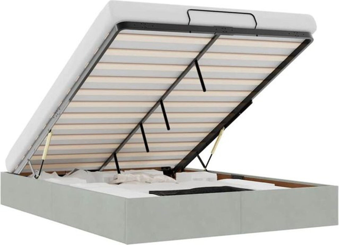 Vidaxl Ottoman Polsterbett aus Samt in Grau ohne Matratze B/T/H: 140 x 190 x 23,5 cm - Bild 1