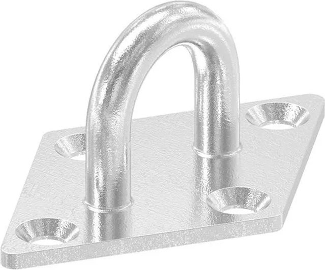 FeNau Befestigungsöse aus Edelstahl V4A mit quadratischer Platte und 4 Bohrungen, Farbe: Silber, B/T/H: 180 x 180 x 140 mm - Bild 1