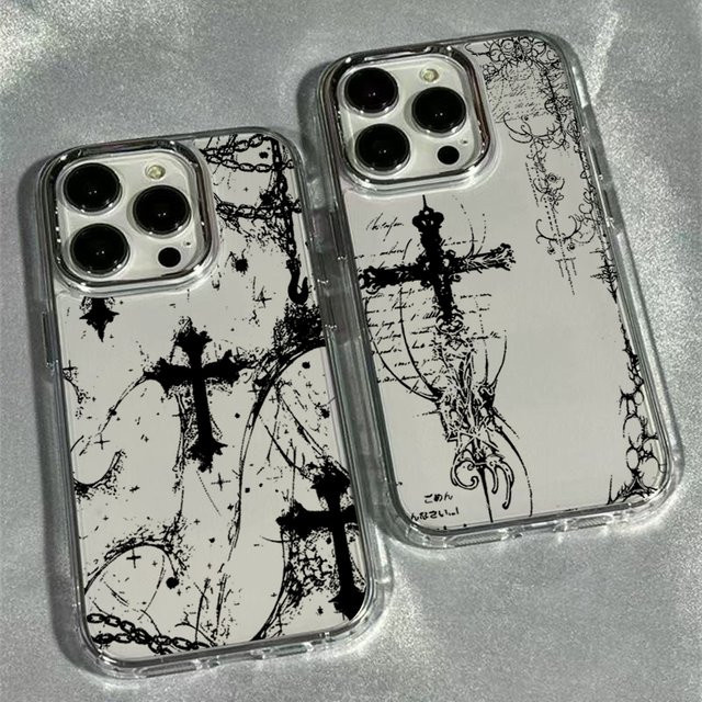 Transparente Gothic-Kreuz Handyhülle als Softcover für Apple iPhone 17 16 15 14 13 12 11 Pro Max X XS XR 8 7 Air Plus - Bild 1