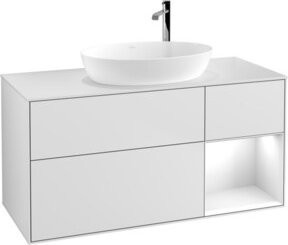 V&B Waschtischunterschrank Finion mit Wandbeleuchtung, Farbe Weiß lackiert, Breite: 120 cm, Tiefe: 50,1 cm, Höhe: 50,1 cm - Bild 1