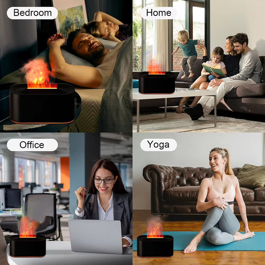 Aroma-Luftbefeuchter von raugee als Mini-Diffusor mit Flammen-Effekt und Nachtlicht in Schwarz - Bild 4
