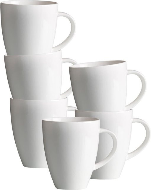 Ritzenhoff & Breker Henkelbecher Melodie aus Porzellan, 6er Set, Weiß, 300 ml pro Becher - Bild 1