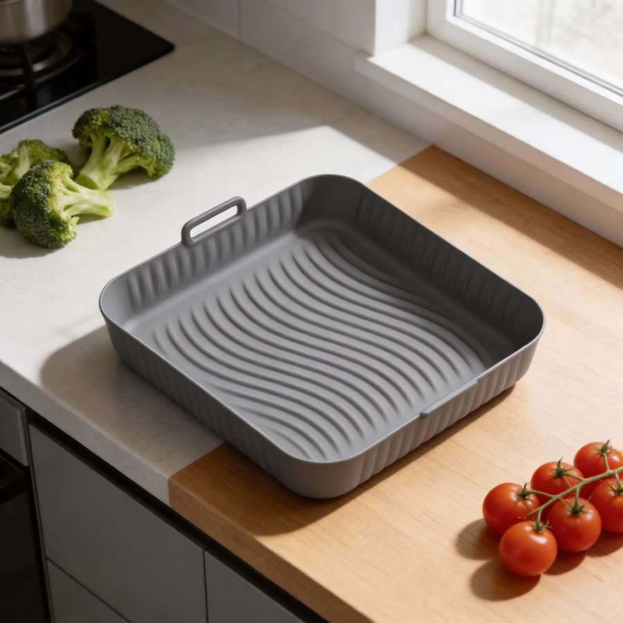 LEENKEA Silikon Liner für Airfryer, Antihaft Backblech für Cosori 5QT/6QT, Schwarz - Bild 3