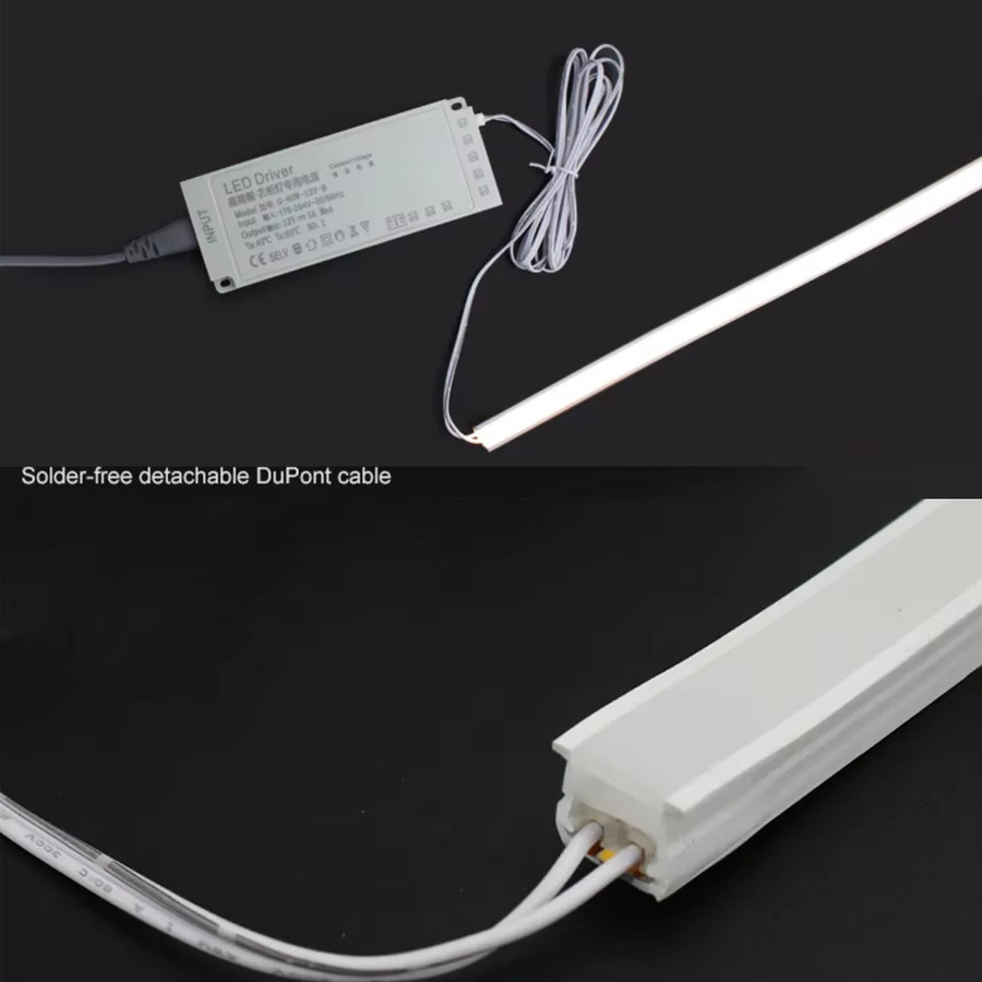 YSRSAI Neon LED Streifen Licht in Weiß, 12V Silikon Neon Flex Lichtschlauch für Kleiderschrank, Küche und Wohnzimmer - Bild 3