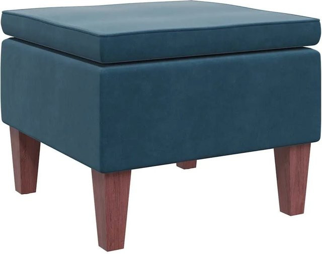vidaXL Hocker aus blauem Samt mit Holzbeinen B/T/H: 42 x 42 x 52 cm - Bild 1
