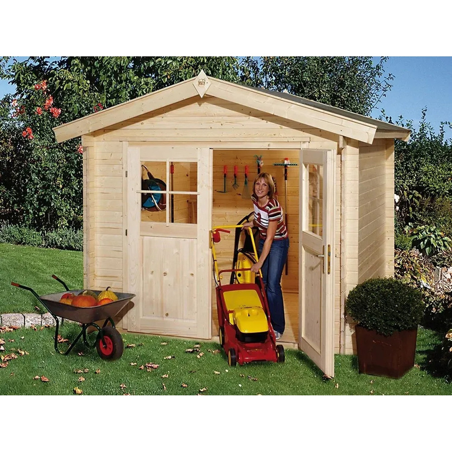 Weka Gartenhaus Bregenz B mit Satteldach aus Fichtenholz in Natur, B/T: 250 x 200 cm - Bild 2