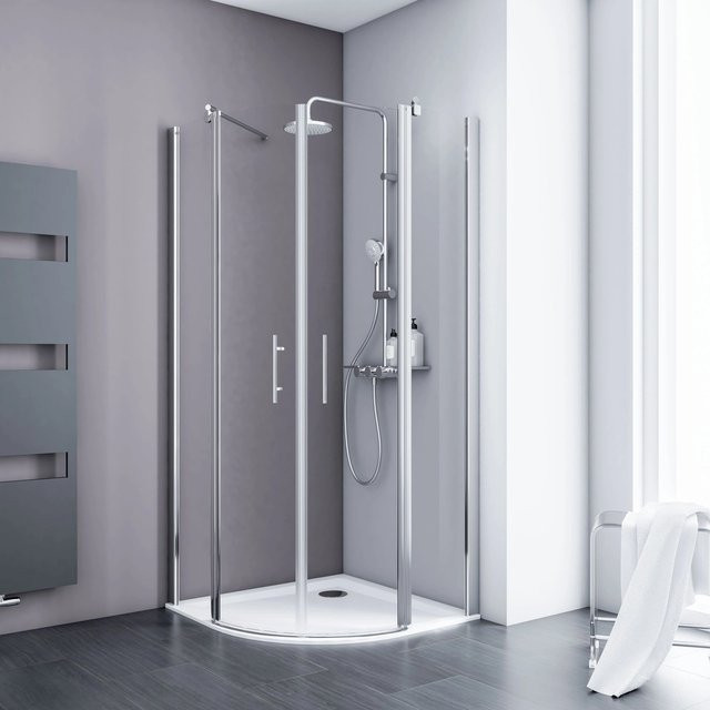 Schulte Runddusche Drehtür Alexa Style 2.0 in Chromoptik, transparent, B: 90 cm, H: 192 cm, Radius 500 - Bild 1