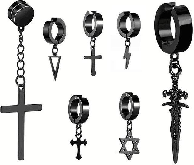 YIXI Ohrring Set, Edelstahl, Schwarz, Herren - Bild 1