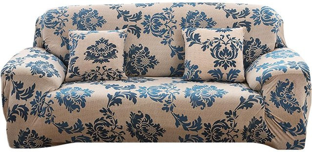 Universal Stretch Sofabezug von Yiran bag mit 1 Kissenbezug, bedruckter Möbel Schutzbezug aus Polyester für 1-Sitzer, Grau, Breite: 90-140 cm - Bild 1