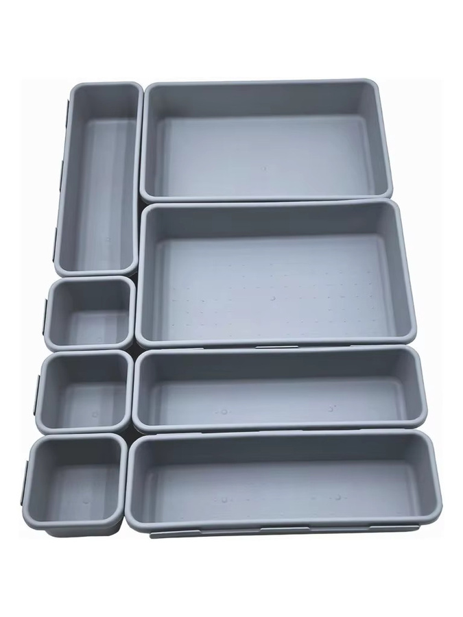 8-teiliges Schubladen-Organizer-Set aus Kunststoff in Grau mit Trenndividern für Küche, Bad und Büro - Bild 3
