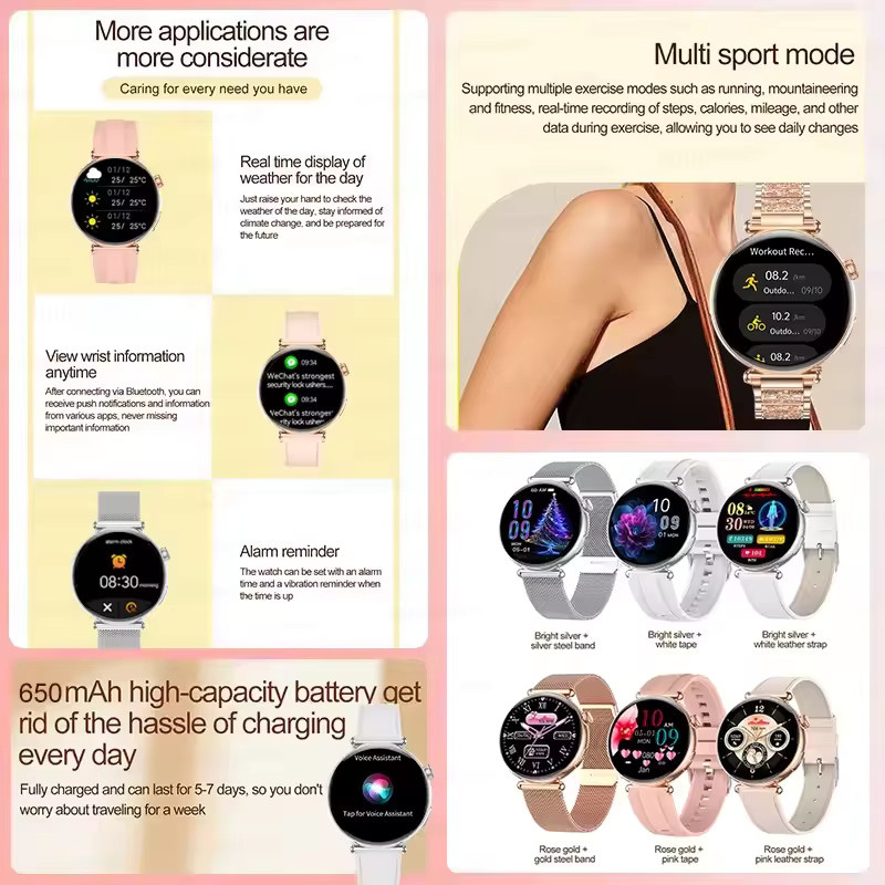 GUHUAVMI Smartwatch, Silber, Silikon, Damen - Bild 5