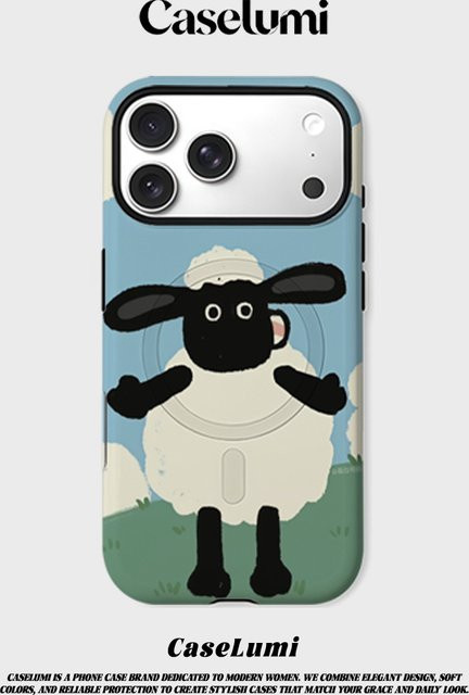 CaseLumi Matte Bumper Schutzhülle mit MagSafe für iPhone 17 16 15 14 13 Pro Max, Stoßfeste Harte PC Hülle mit Shaun Sheep Design, Mehrfarbig - Bild 1