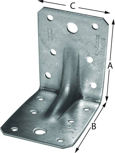 Simpson Winkelverbinder ABR mit Rippe aus feuerverzinktem Stahl, Farbe: Silber, B/T/H: 7,0 x 7,0 x 5,5 cm - Bild 1