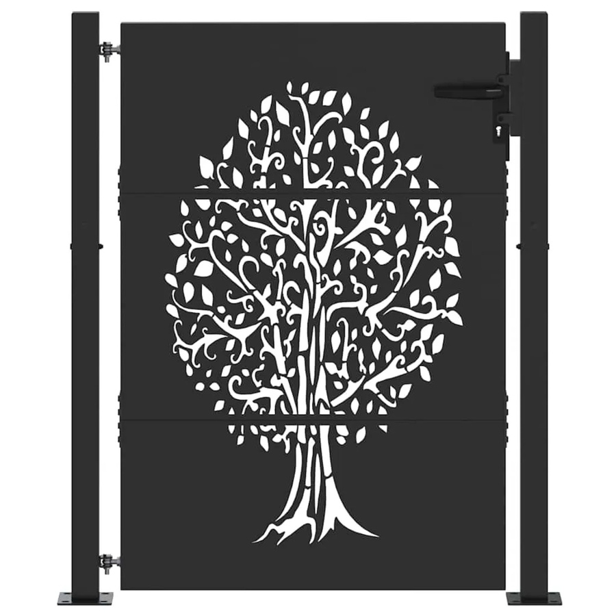 vidaXL Gartentor aus pulverbeschichtetem Stahl in Schwarz, B: 125 cm, H: 125 cm - Bild 2