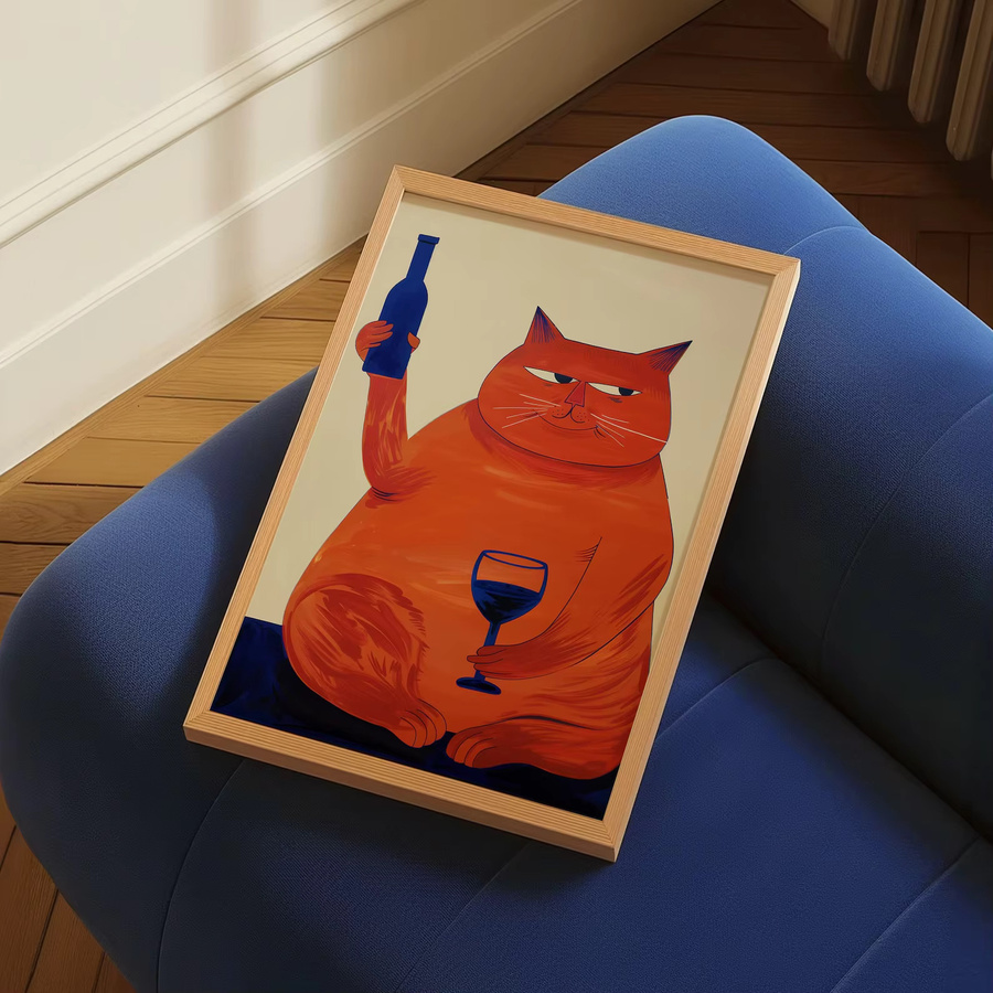 Retro Katzenposter Cheers Print im Mid-Century Modern Stil für deine Barwagen-Dekoration - Bild 2