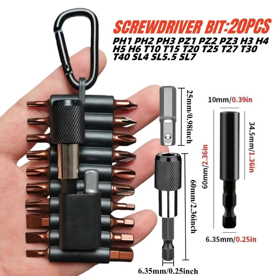 Probon 22-teiliges Schraubendreher-Bit-Set aus S2-Stahl in Schwarz mit Organizer-Hülse und magnetischem Bithalter - Bild 5