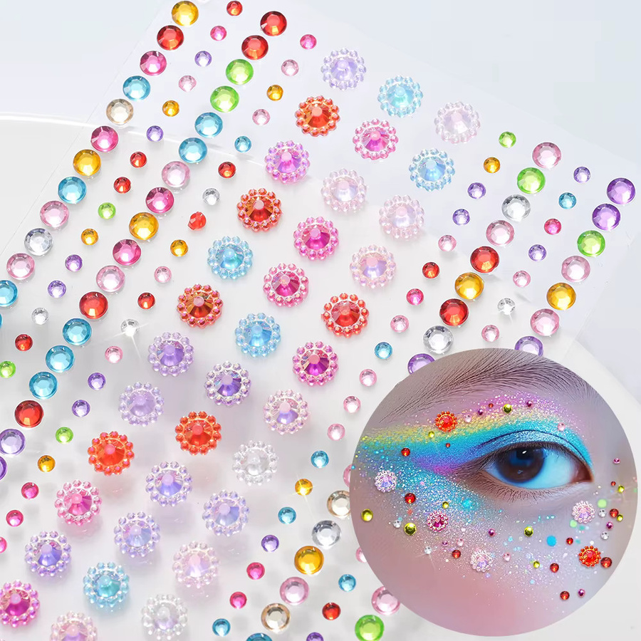 3D Bunte Blume Gesicht Tattoo Aufkleber, Glänzend, Unisex - Bild 3