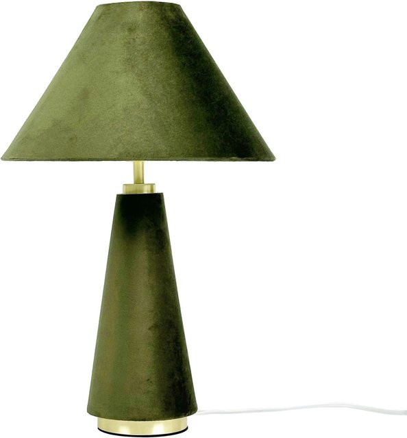 Relaxdays Tischlampe aus Samt und Eisen in Gold mit konischem Schirm und Kippschalter, Höhe: 47 cm, Breite: 30 cm, Tiefe: 30 cm - Bild 1