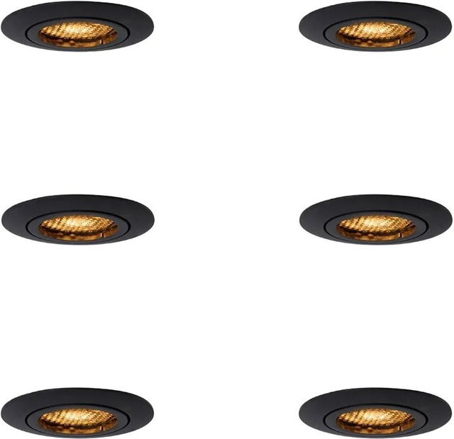 QAZQA Set mit 6 verstellbaren Einbaustrahlern in Schwarz, rund und modern für Wohnzimmer, Küchen und Flure - Bild 1