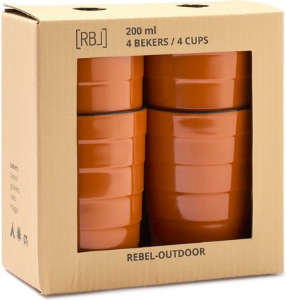 RBL rebel outdoor Becher 4er Set aus Melamin in Orange, 200 ml - Bild 1