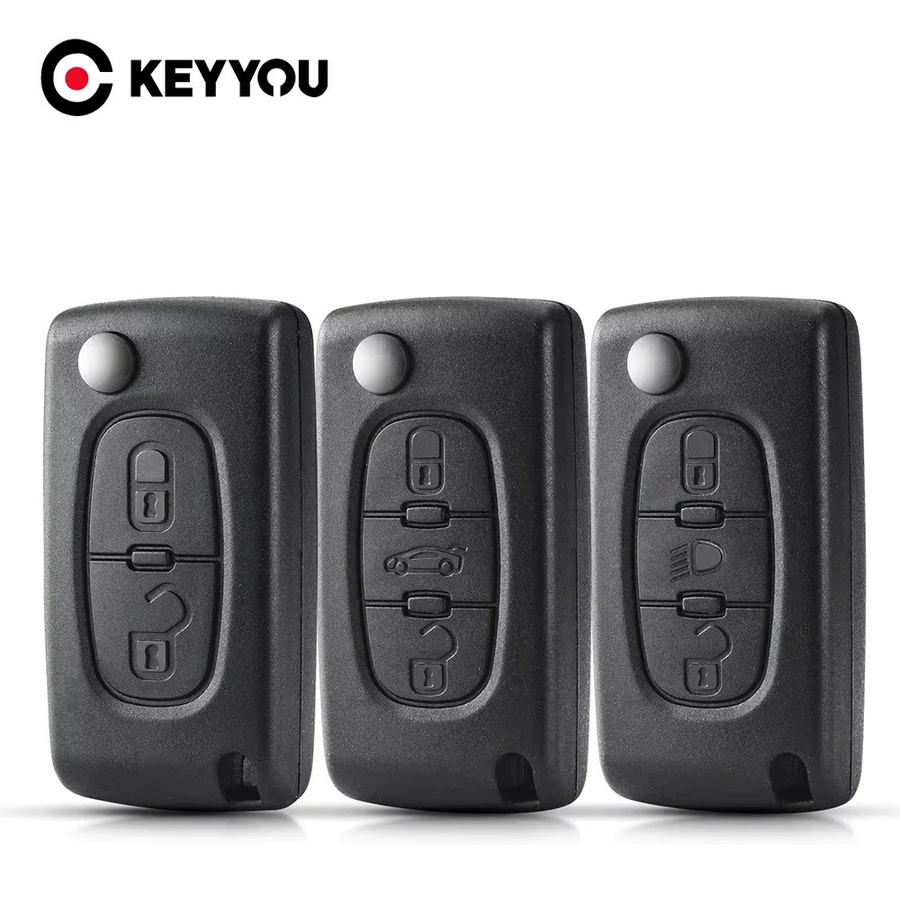 KEYYOU Fernbedienung Schlüsselgehäuse für Peugeot und Citroen in Schwarz (2/3 Tasten, Va2/Hu83 CE0523 CE0536) - Bild 3