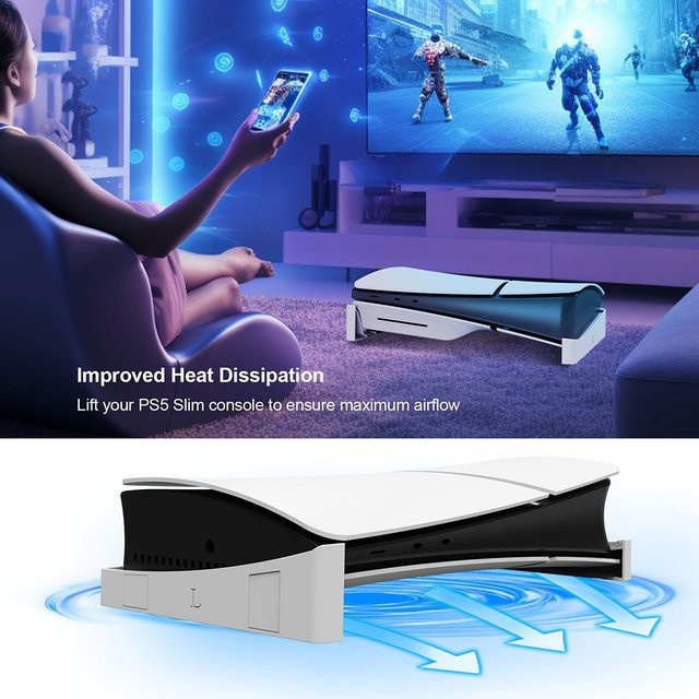 ALLOET Horizontaler Ständer für Playstation 5 Slim Disc und Digital Edition in Schwarz - Bild 1