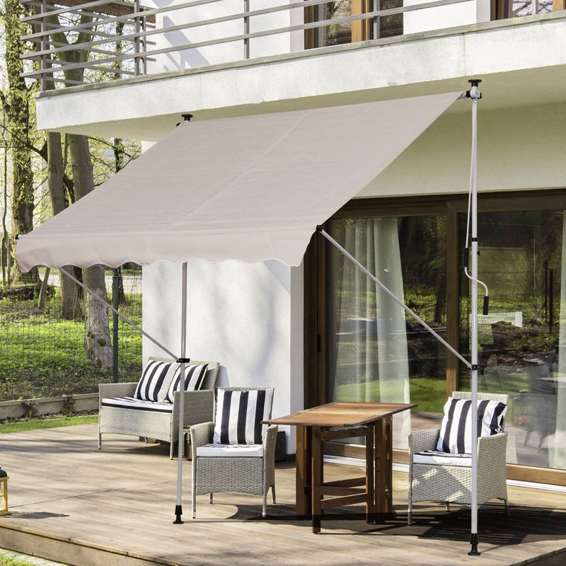 Outsunny Klemm-Markise beige aus Polyester und Aluminium mit Kurbel, Breite: 200 cm, Tiefe: 150 cm - Bild 4