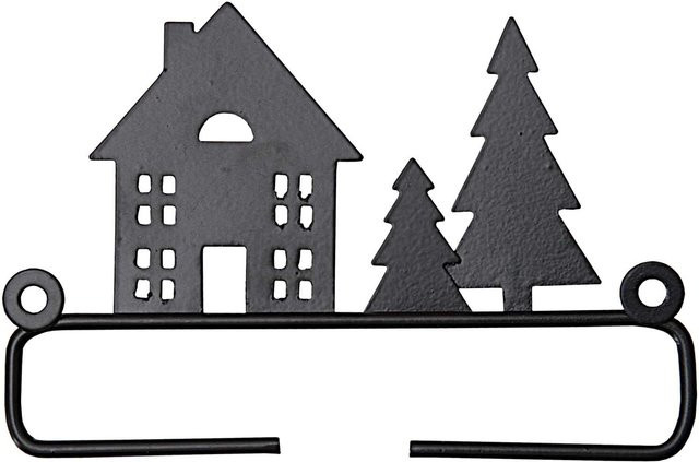 Rico Design Dekobügel Haus mit Tanne in Schwarz aus Metall, Höhe: 11 cm - Bild 1