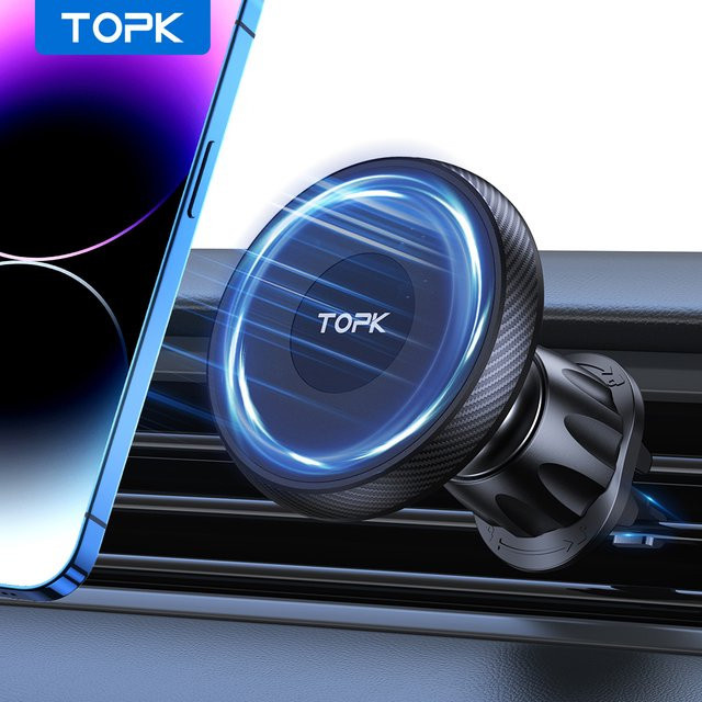 TOPK Magnetischer Autotelefonhalter für Lüftungsschlitze in Schwarz, MagSafe kompatibler Smartphone-Halter für iPhone, Samsung und Xiaomi - Bild 1