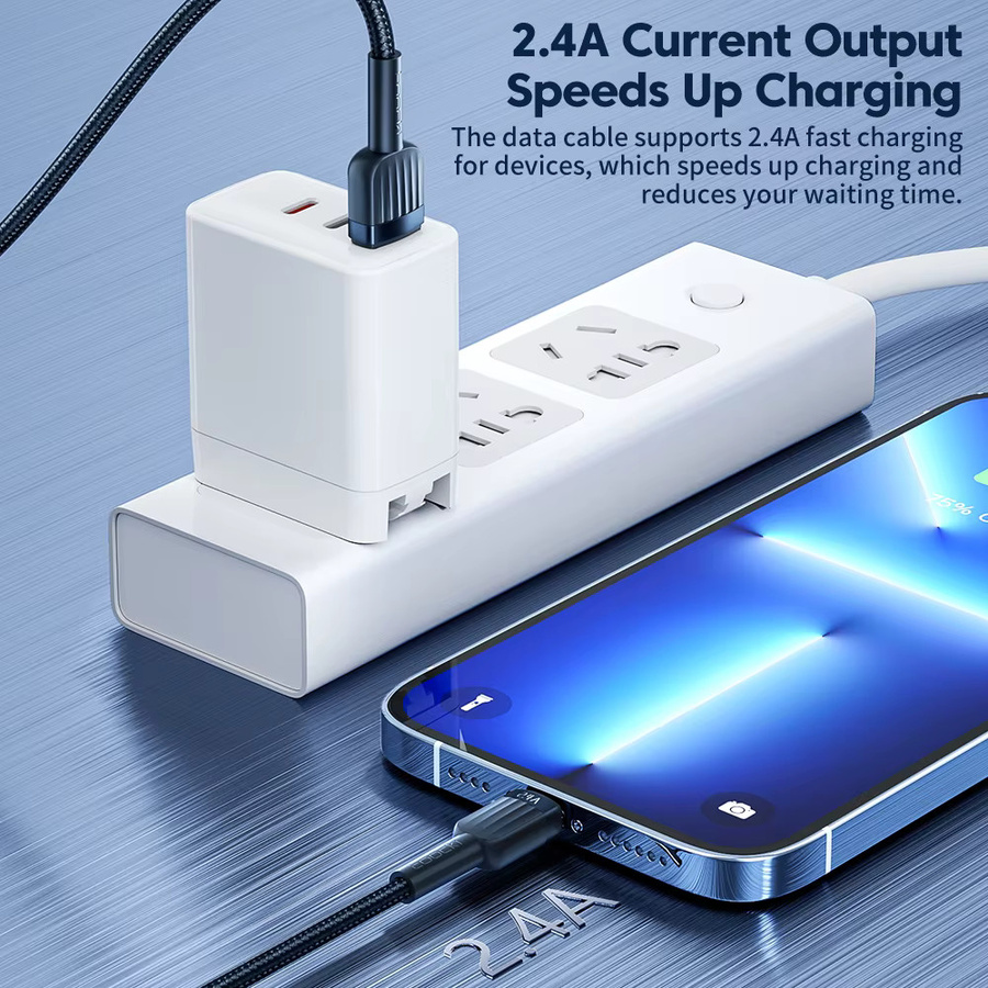 Toocki USB-A auf Lightning Kabel für iPhone in Schwarz mit 2,4A Schnellladung - Bild 2