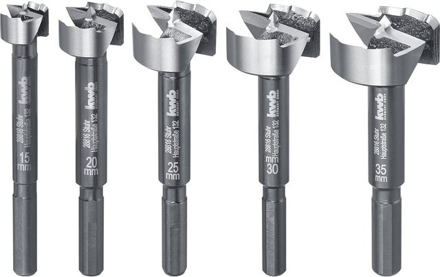kwb Speed Forstnerbohrer-Set aus Edelstahl in Silber, 5-teilig mit 15 mm, 20 mm, 25 mm, 30 mm und 35 mm Durchmesser - Bild 1