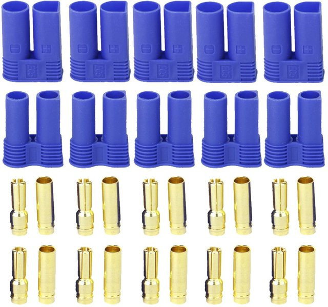 5 Paar EC5 Bananenstecker mit Kugelstecker und Buchse in Blau für RC ESC Lipo Batterie und Motor - Bild 1
