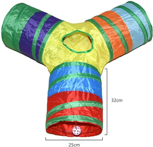 Yiran Furniture Interaktives Haustierspielzeug Regenbogen Katzentunnel aus Polyester, Faltbarer Spielplatz für Katzen und Hunde in Multicolour - Bild 1