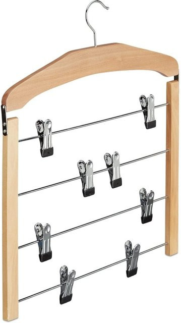 Relaxdays Rockbügel aus Holz und Metall in Natur, Silber und Schwarz, mehrfach klappbar und gummiert, B/T/H: 45,5 x 39 x 2,5 cm - Bild 1